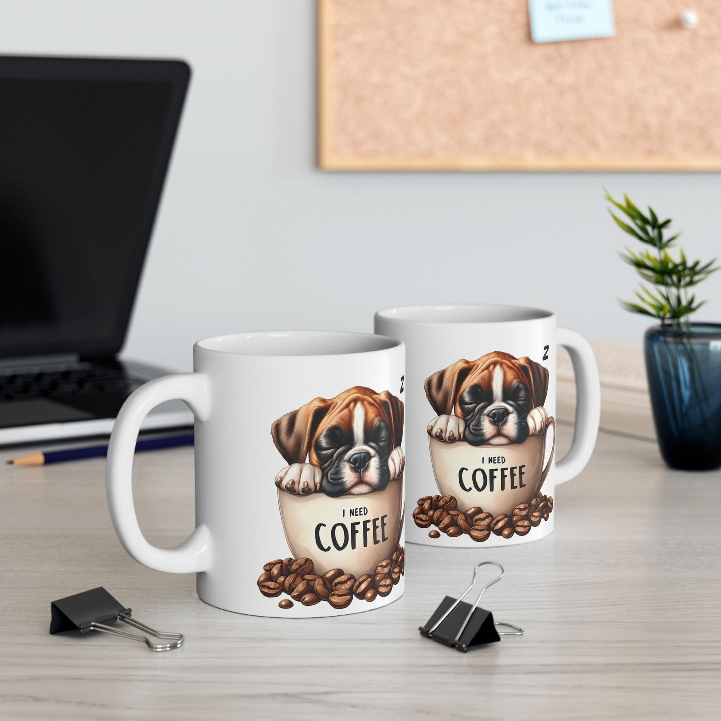 Personalized Boxer Dog Ceramic Mug — Cute Puppy in Cup Design (11oz & 15oz)