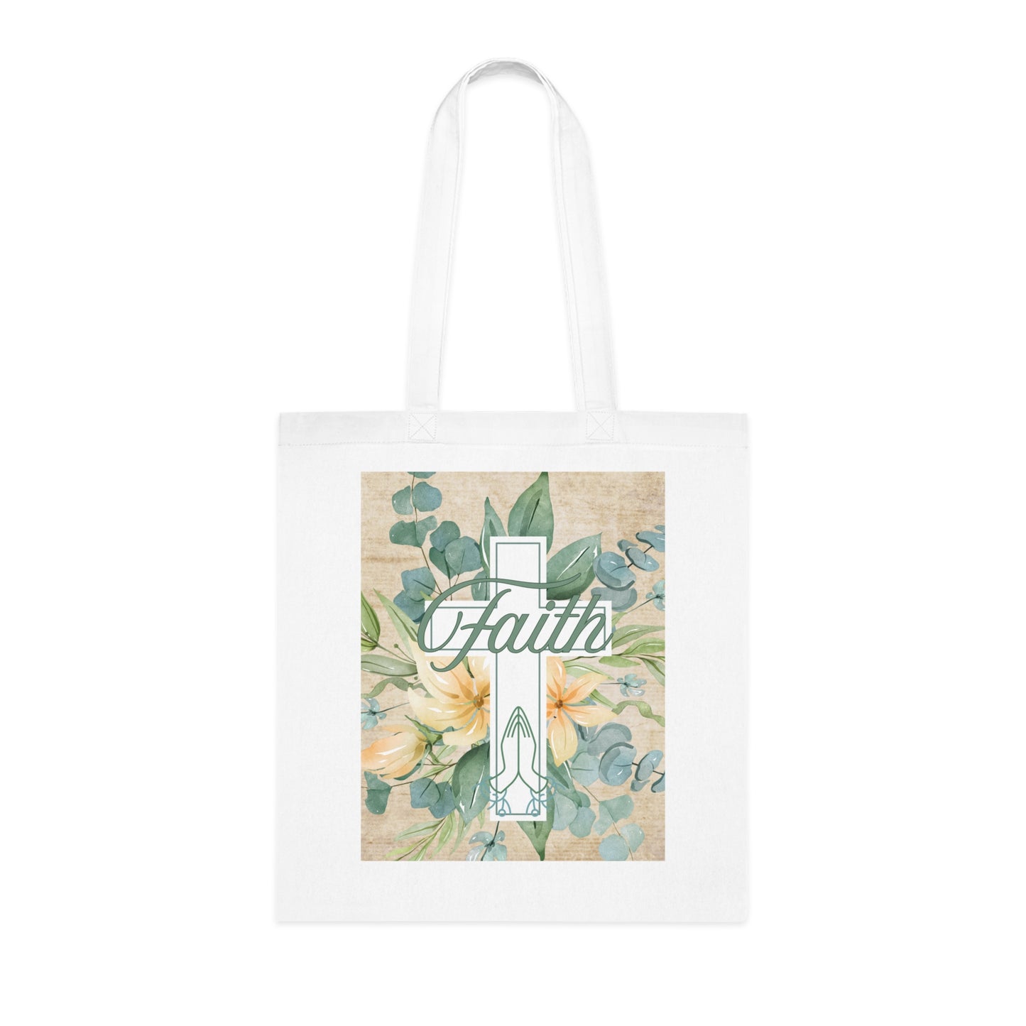 Faith-Inspired Floral Cotton Tote Bag, Faith Tote Bag, Christian Tote Bag