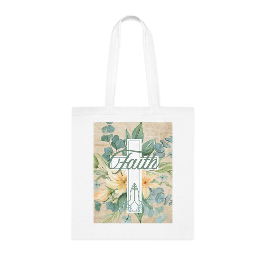Faith-Inspired Floral Cotton Tote Bag, Faith Tote Bag, Christian Tote Bag