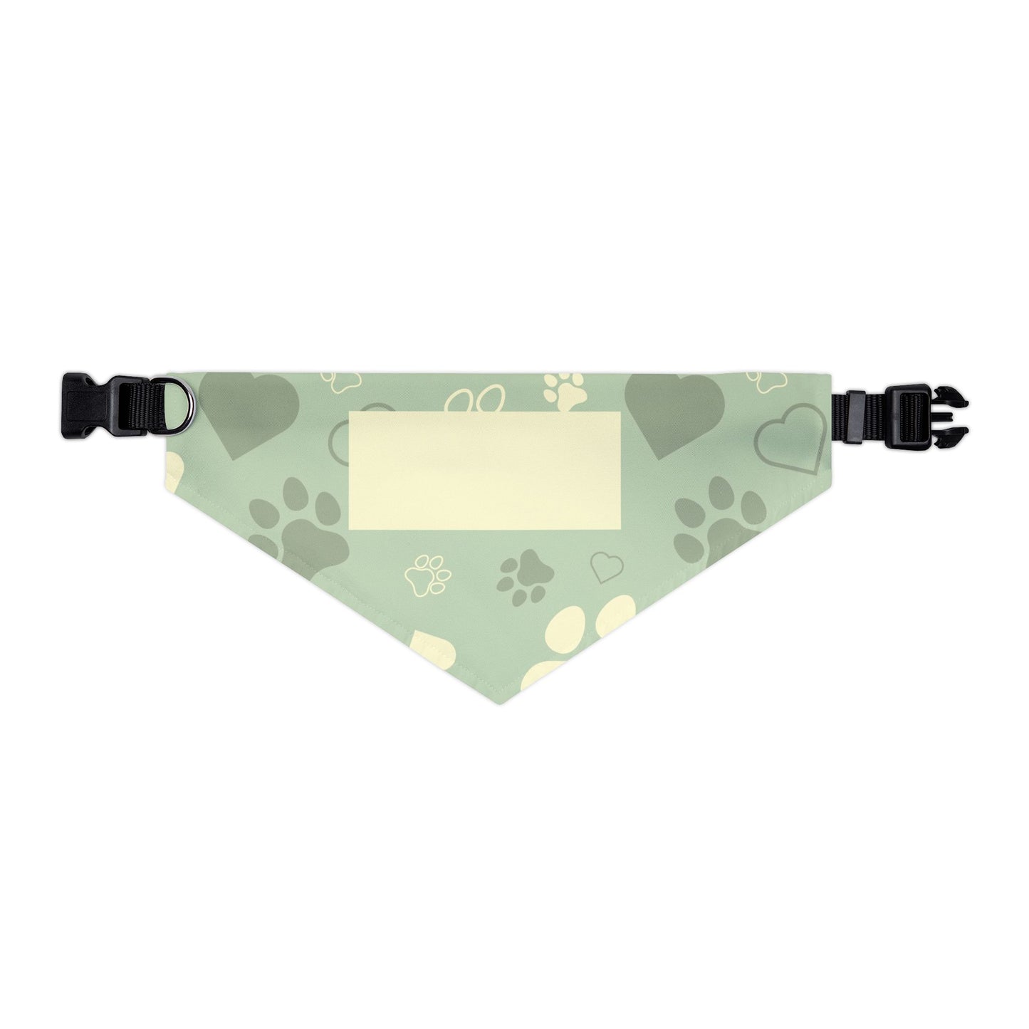 Personalized Paw Print Pet Bandana Collar - Custom Name Tag Area, Green