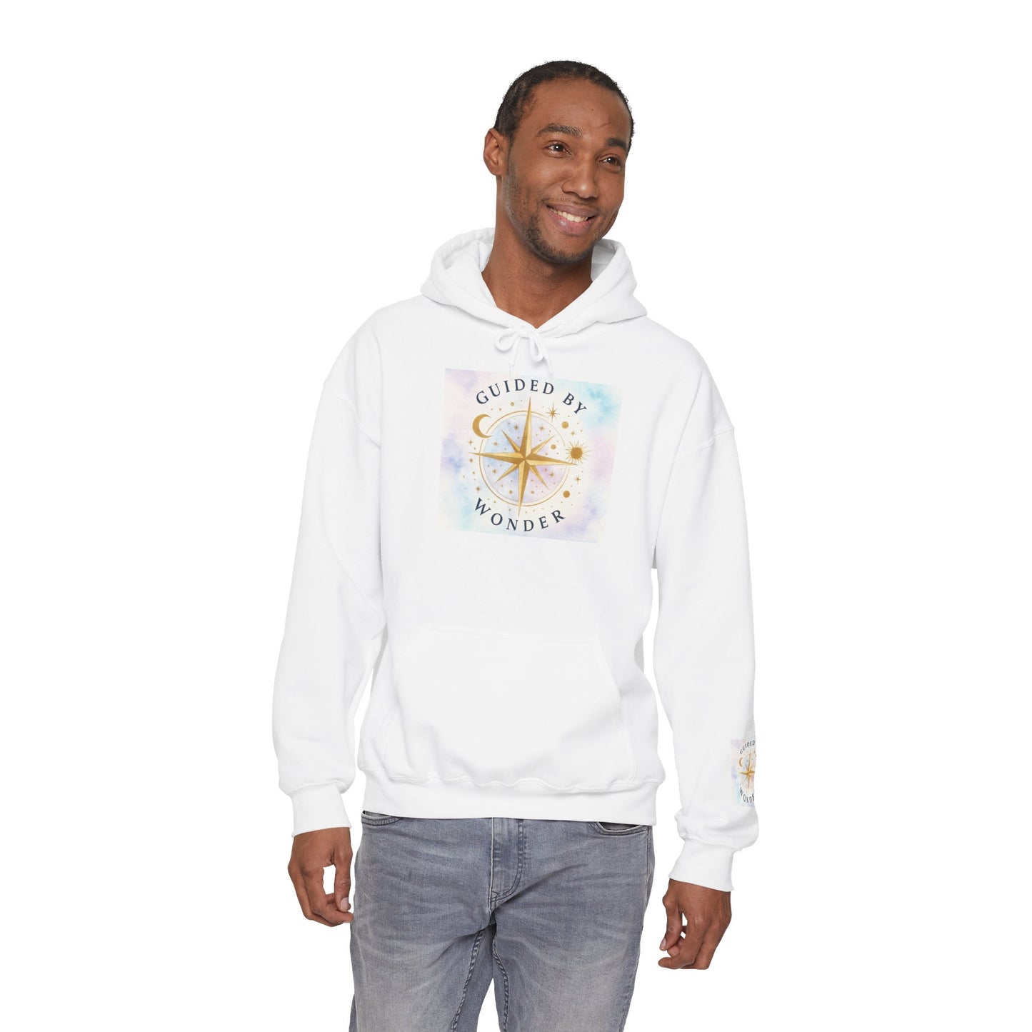 Guided by Wonder Hoodie — Compass Star Graphic Spiritual Hooded Sweatshirt