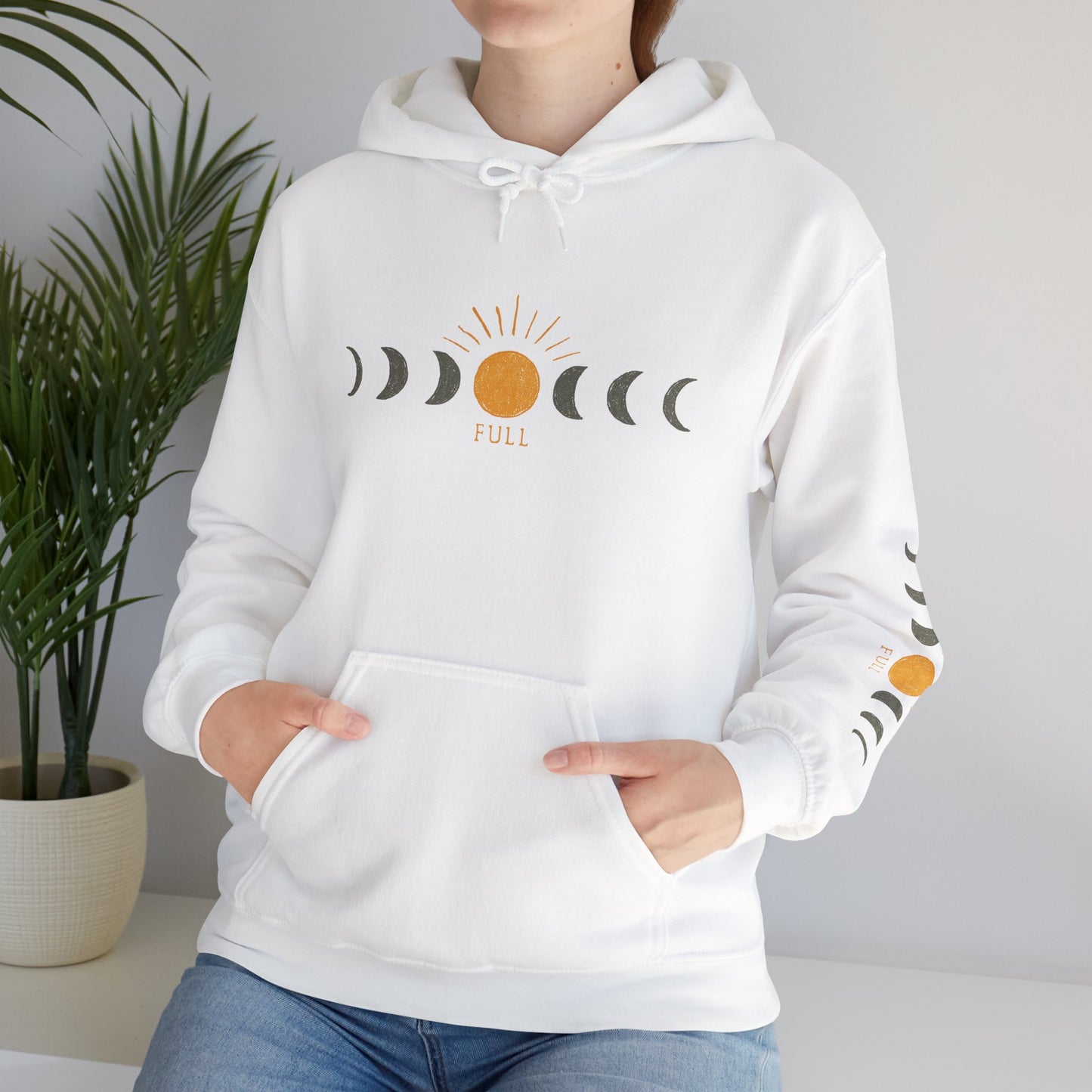 Moon Phase Sun Hoodie — Celestial Phases Graphic Pullover