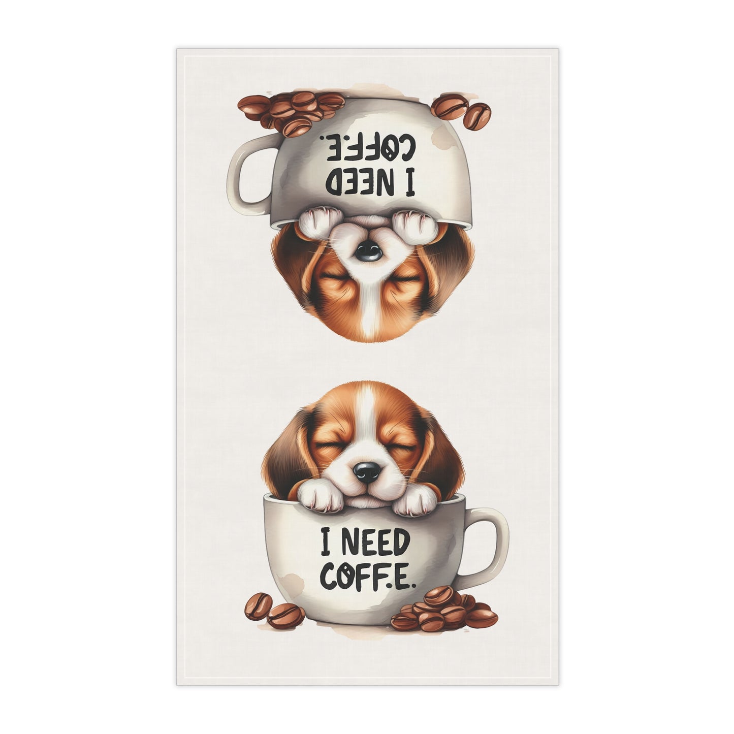 Cute Dog Coffee Tea Towels, Beagle Tea Towel