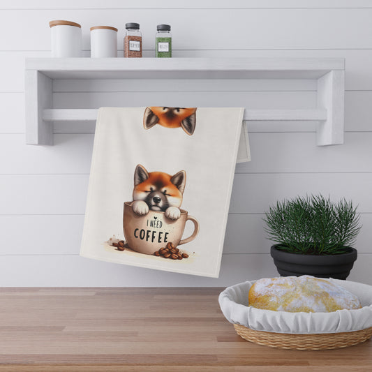 Cute Dog Coffee Lover Tea Towels, Puppy Tea Towel