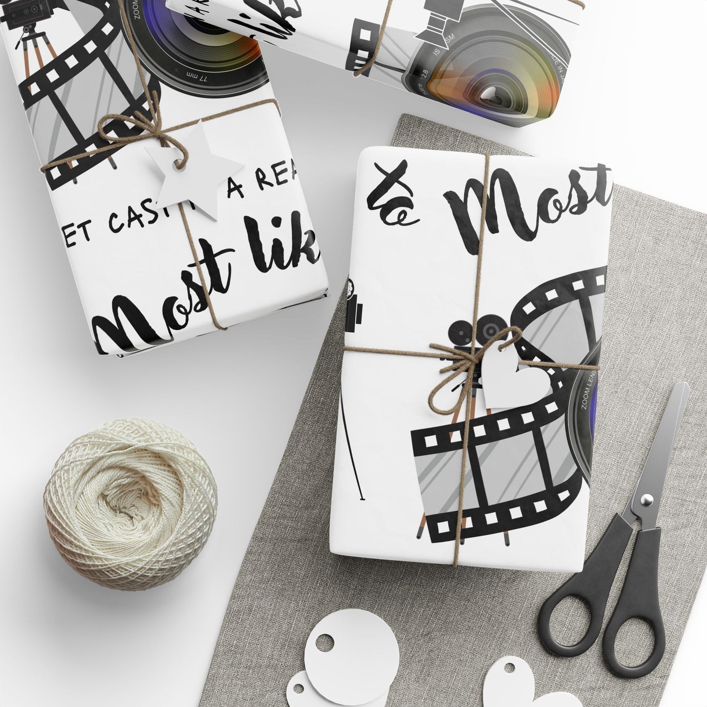 Film-Themed Wrapping Paper for Movie Lovers, Gift Wrap for Birthdays, Holidays, and Celebrations, Unique Present Packaging, Party Supplies