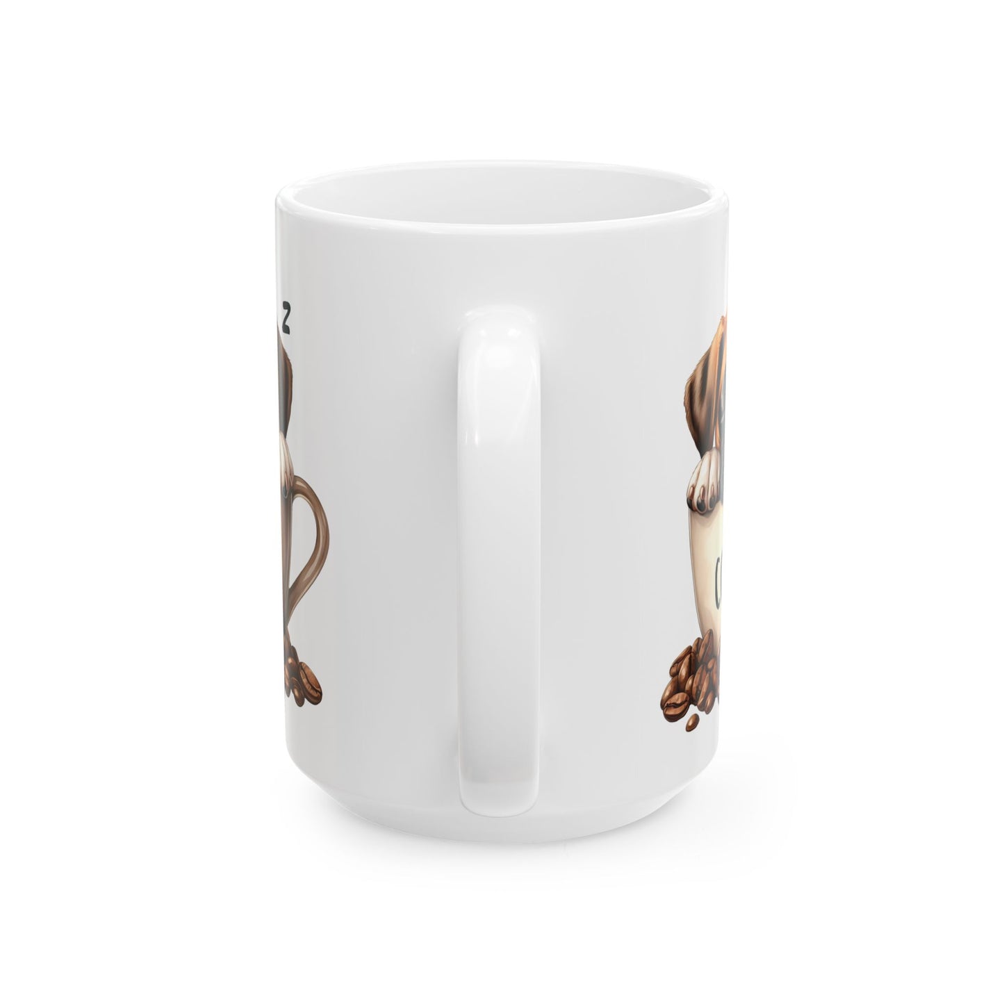 Personalized Boxer Dog Ceramic Mug — Cute Puppy in Cup Design (11oz & 15oz)