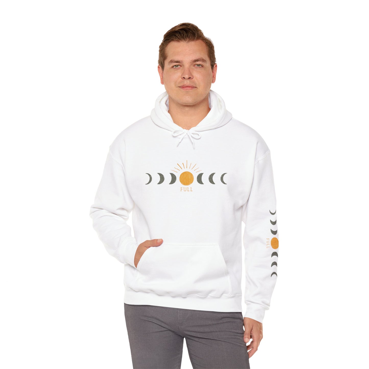 Moon Phase Sun Hoodie — Celestial Phases Graphic Pullover
