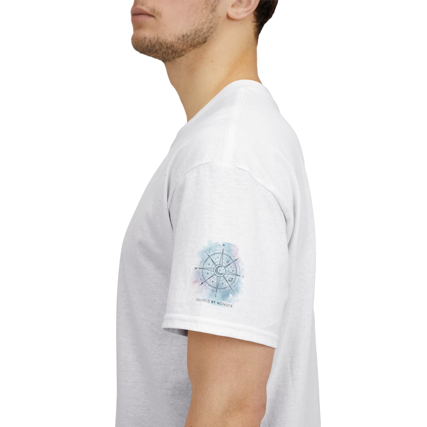 Compass Moon Tee — "Guided by Wonder" Cotton T‑Shirt