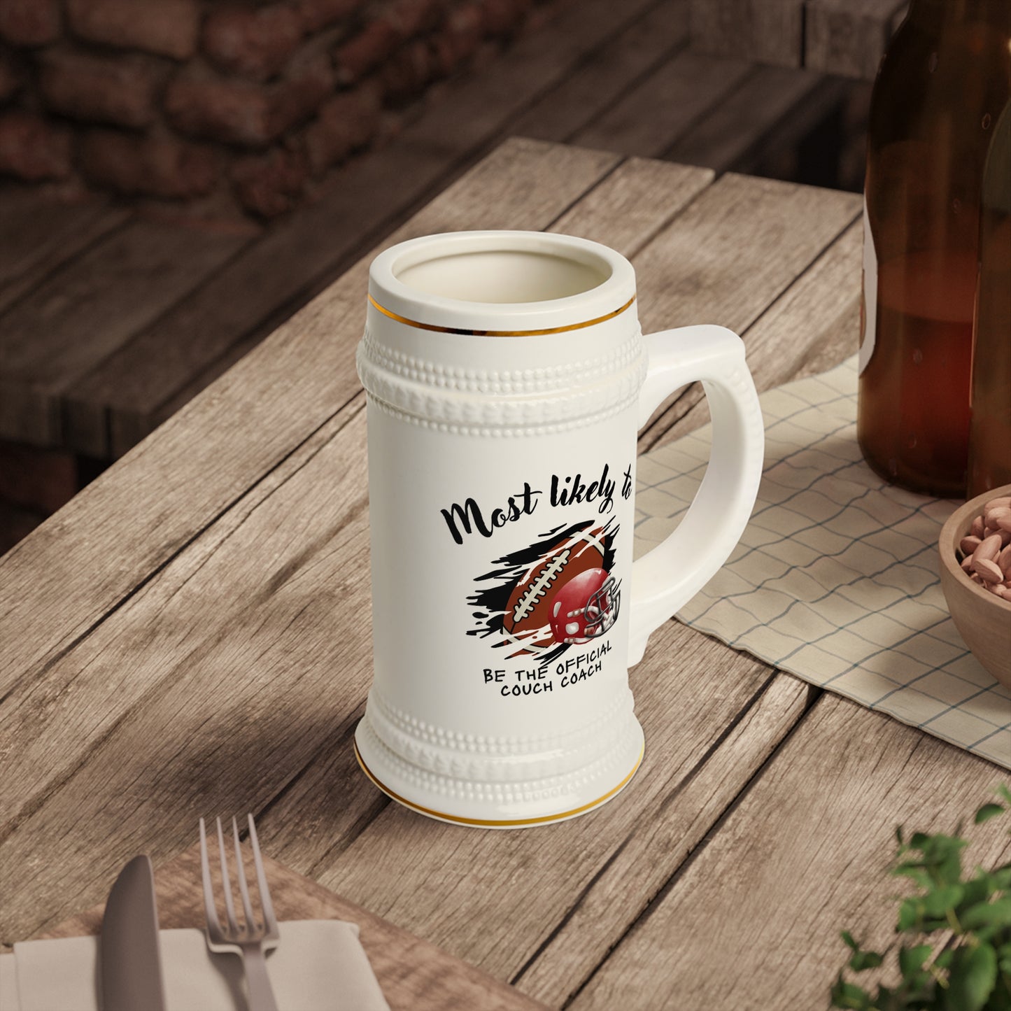 Official Couch Coach Beer Stein Mug – Perfect for Game Day Celebrations, Sports Lover Gift, Football Lover Gift