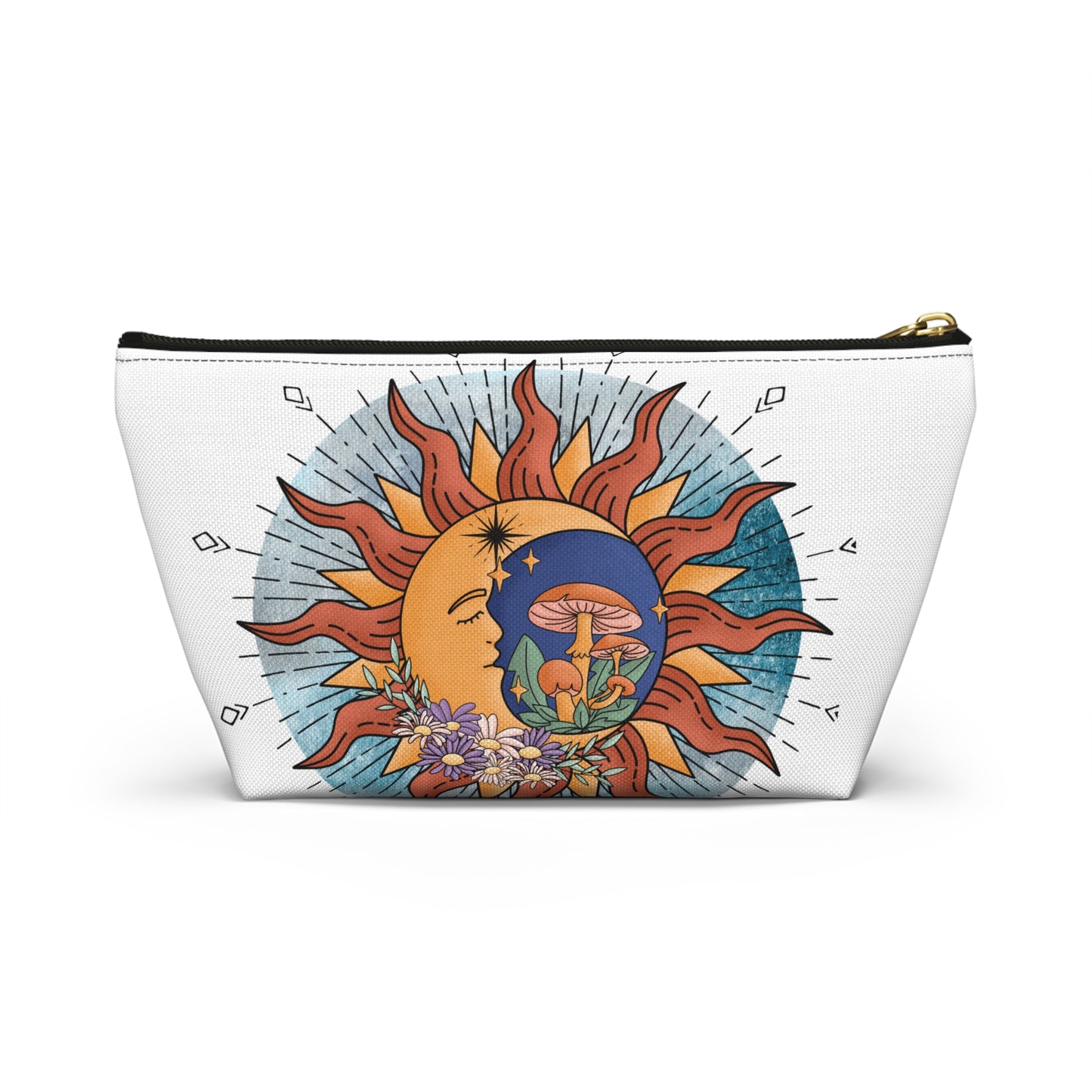 Sun and Moon Accessory Pouch | Boho Makeup Bag for Travel, Gift for Her, Cosmic Storage, Summer Festival Pouch