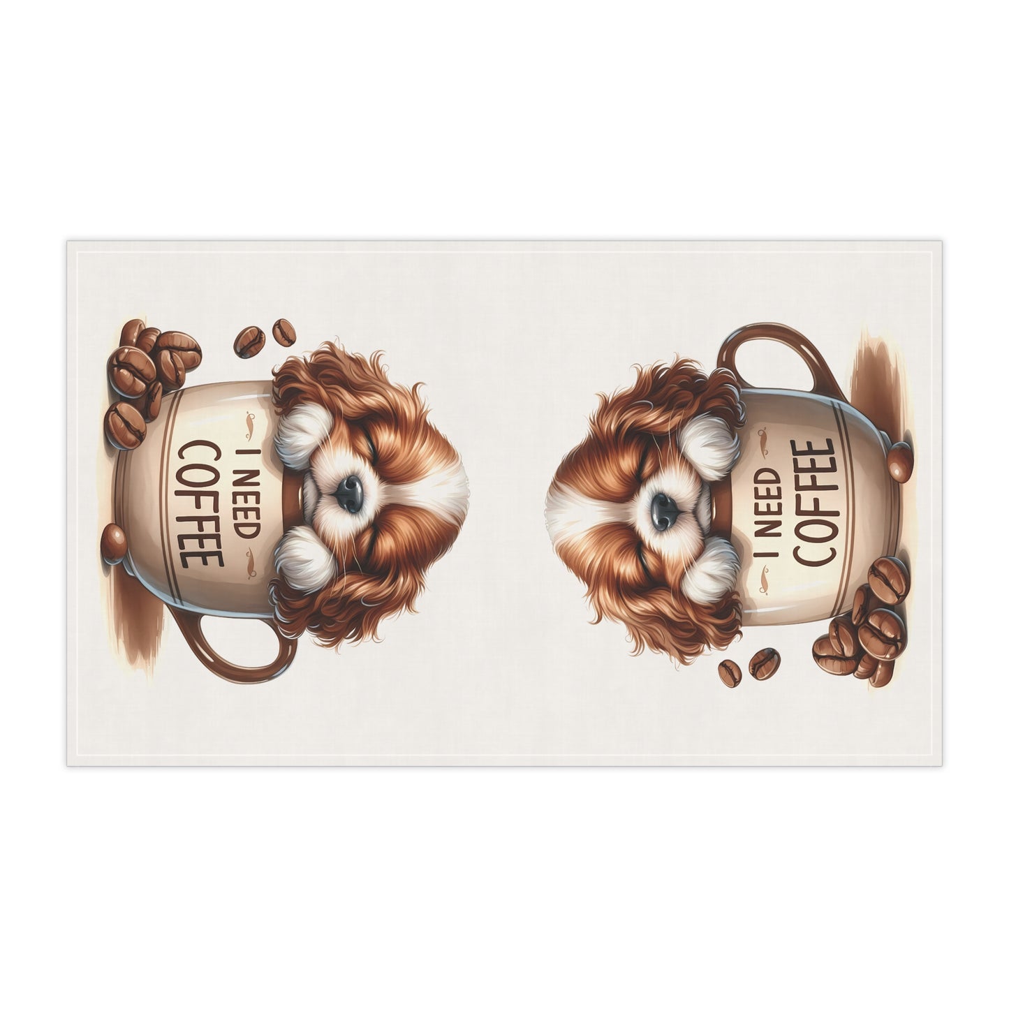 Coffee Lover's Dog Tea Towels, Puppy Tea Towel