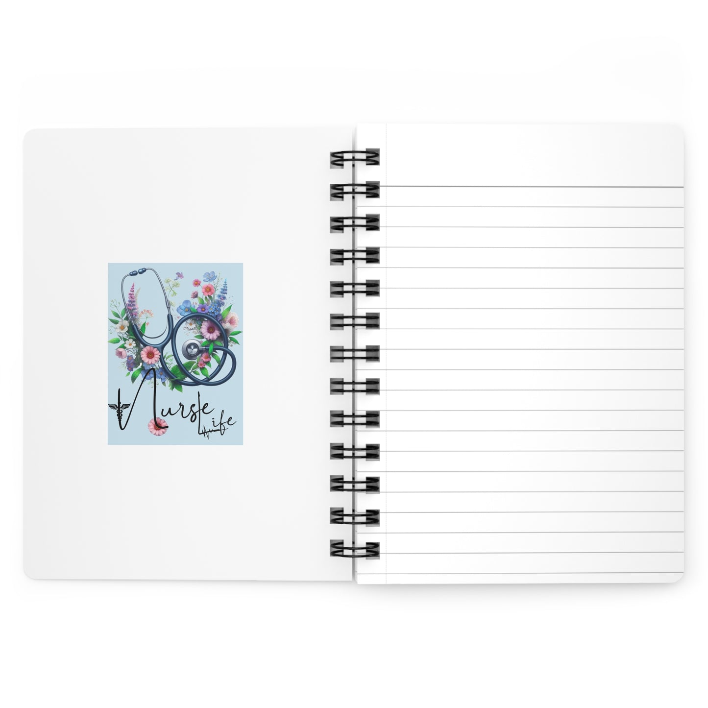Nurse Life Floral Spiral Bound Journal