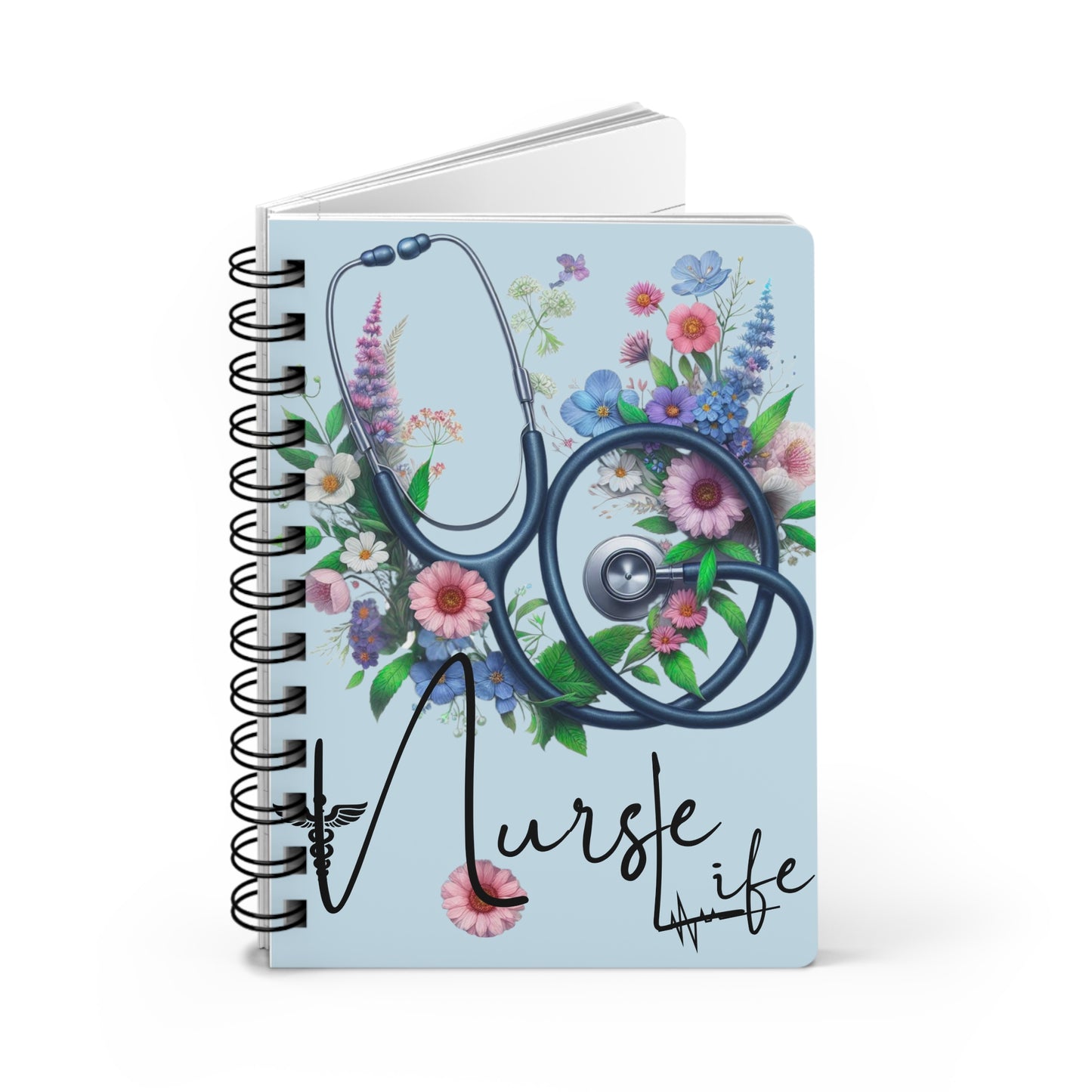 Nurse Life Floral Spiral Bound Journal