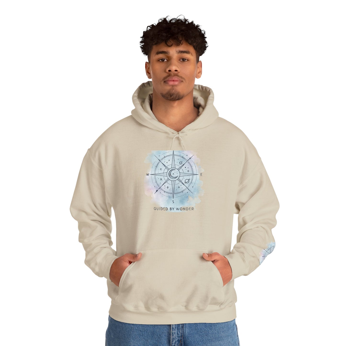 Compass Rose Watercolor Hoodie — ‘Lost by the Waves’ Nautical Travel Pullover