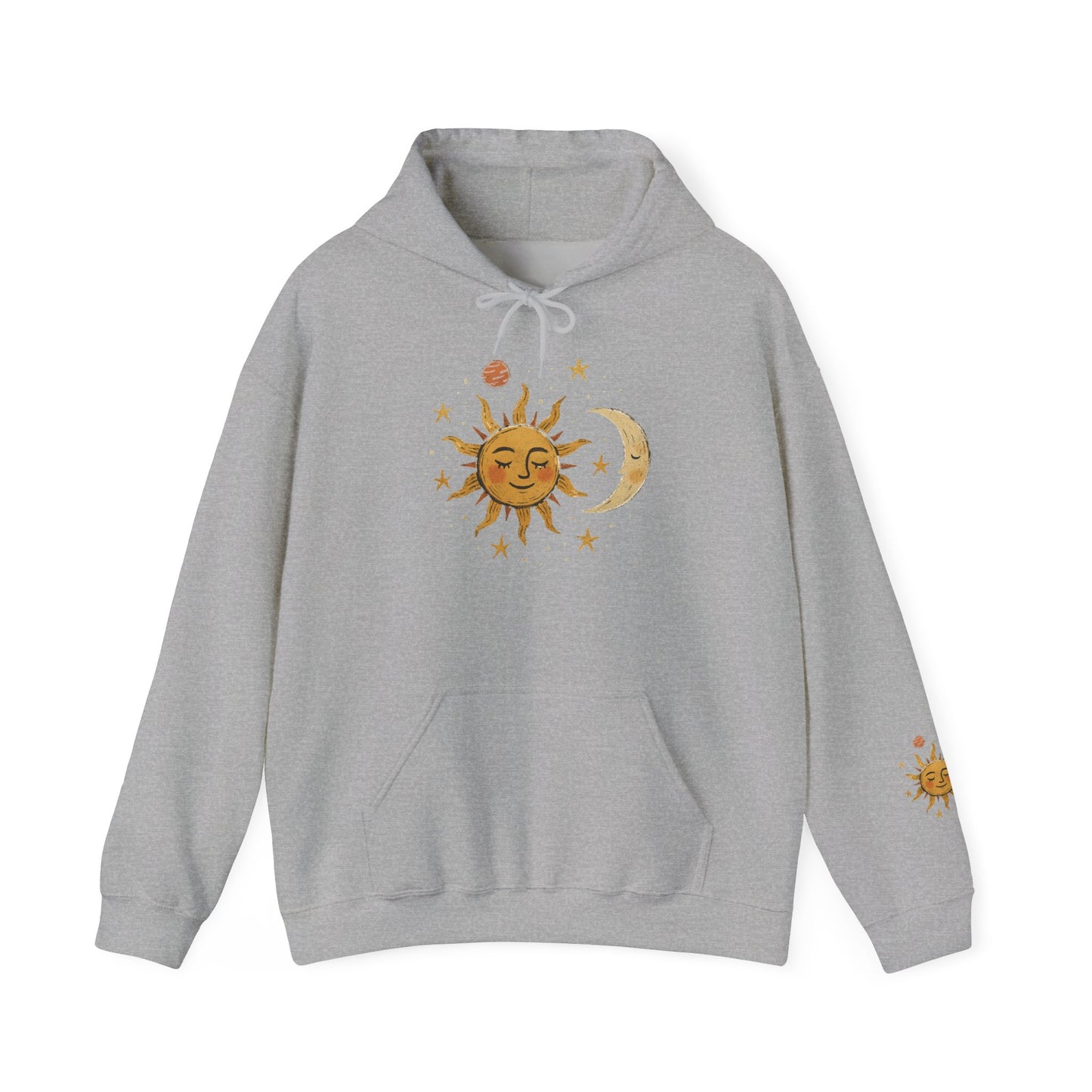 Sun & Moon Celestial Hoodie — Vintage Astrology Stars Graphic