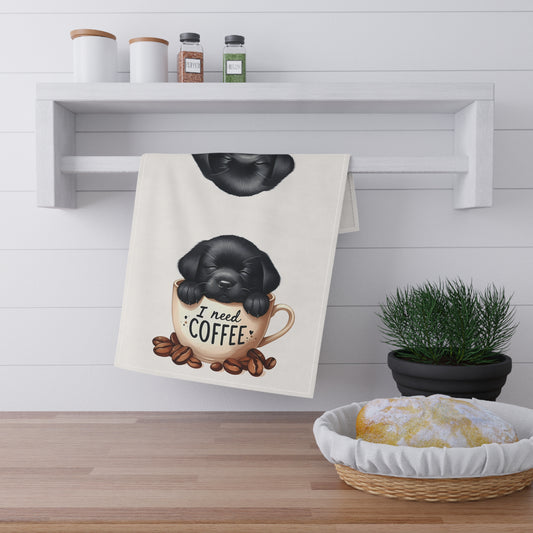 Coffee Lover's Dog Tea Towels, Labrador Puppy
