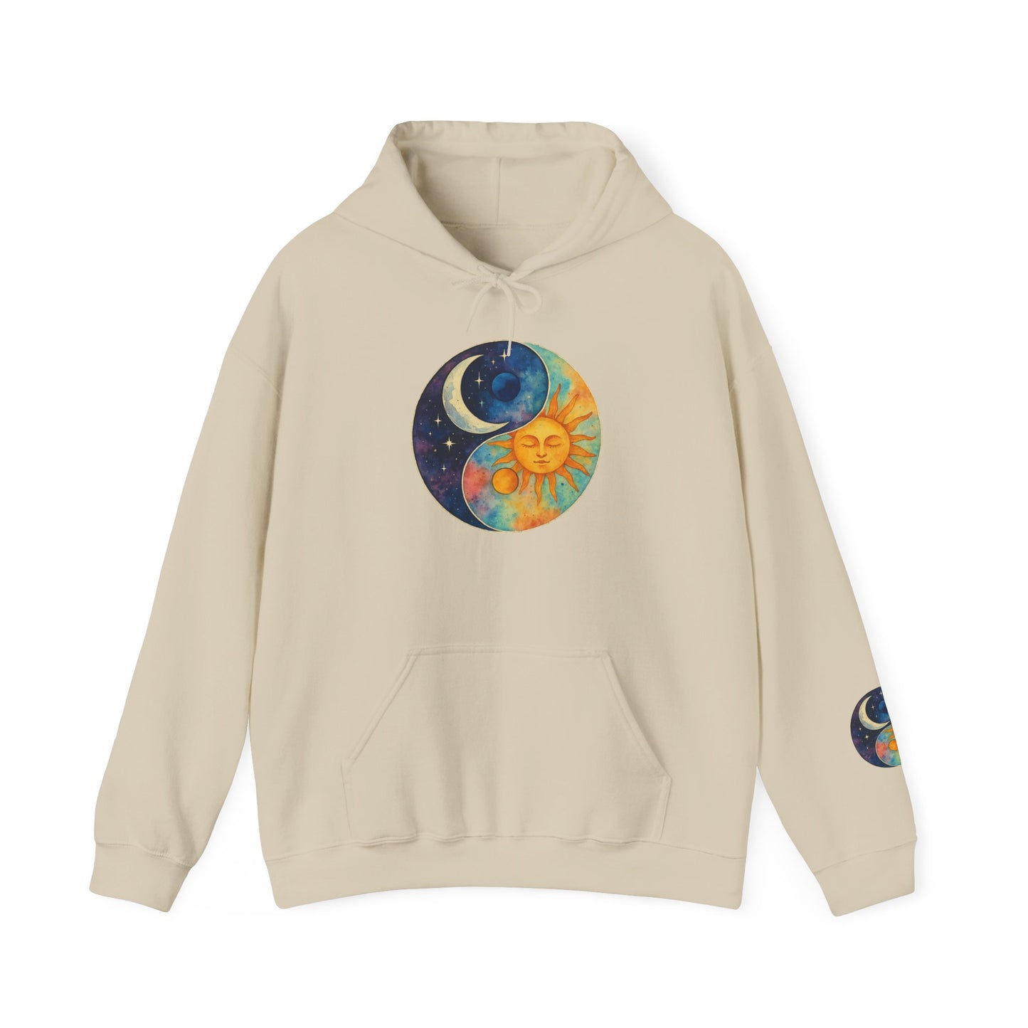 Sun and Moon Yin Yang Hoodie — Celestial Sun & Moon Graphic Sweatshirt