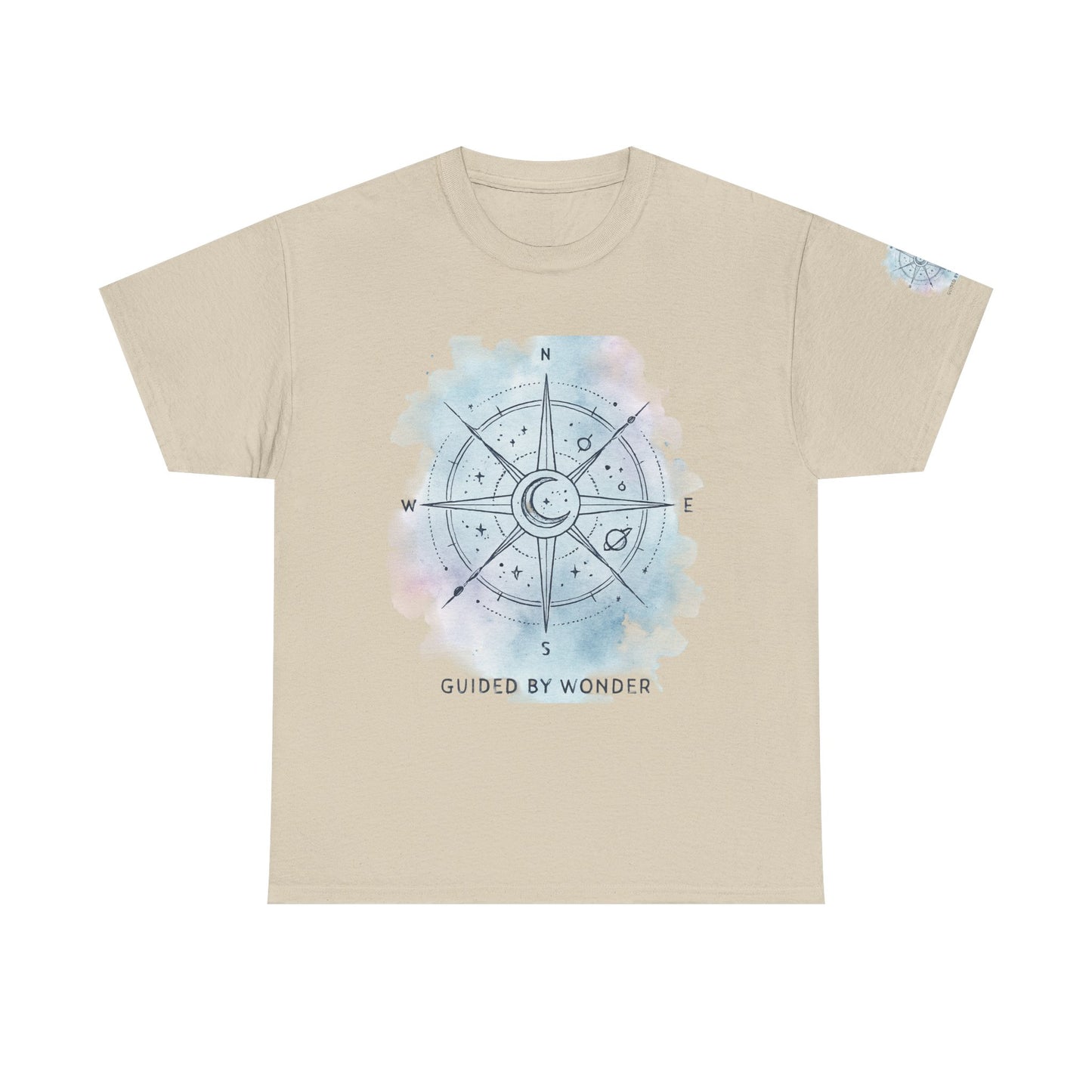 Compass Moon Tee — "Guided by Wonder" Cotton T‑Shirt