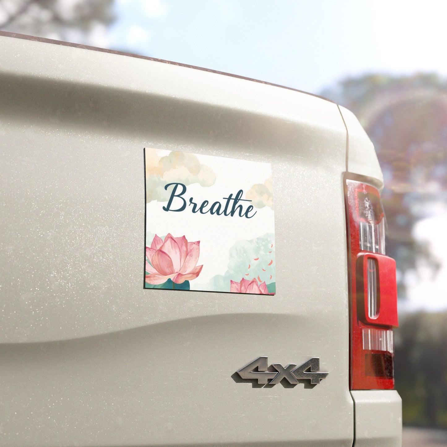 Breathe Lotus Car Magnet - Inspirational Floral Design - Inspirational Magnet