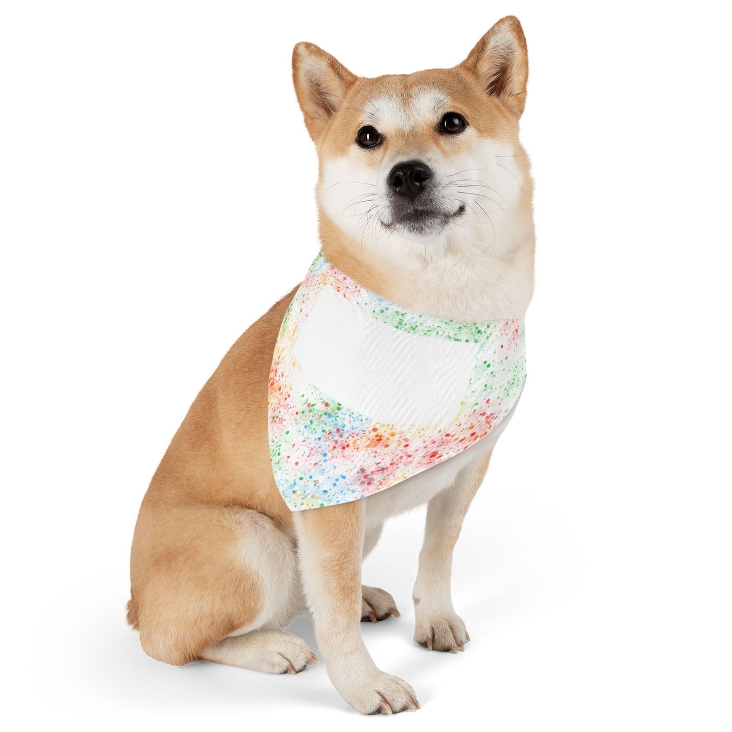 Personalized Watercolor Confetti Pet Bandana Collar — Colorful Dog & Cat Accessory