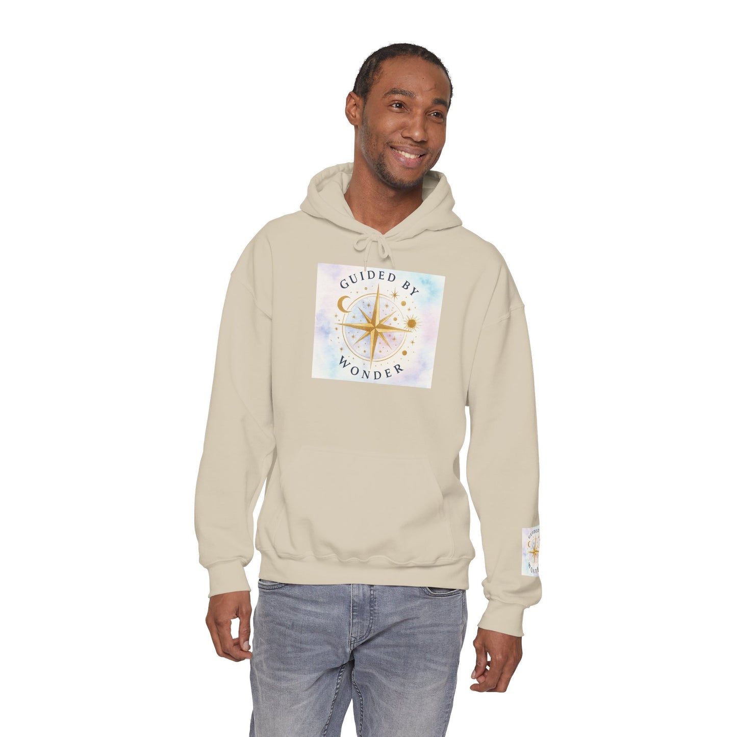 Guided by Wonder Hoodie — Compass Star Graphic Spiritual Hooded Sweatshirt