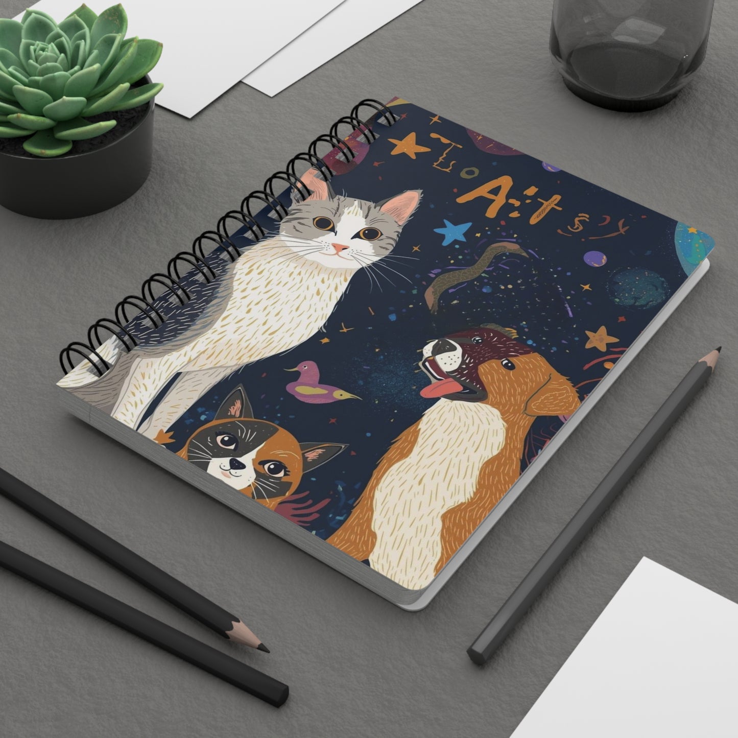 Whimsical Pet-Themed Spiral Bound Journal for Animal Lovers