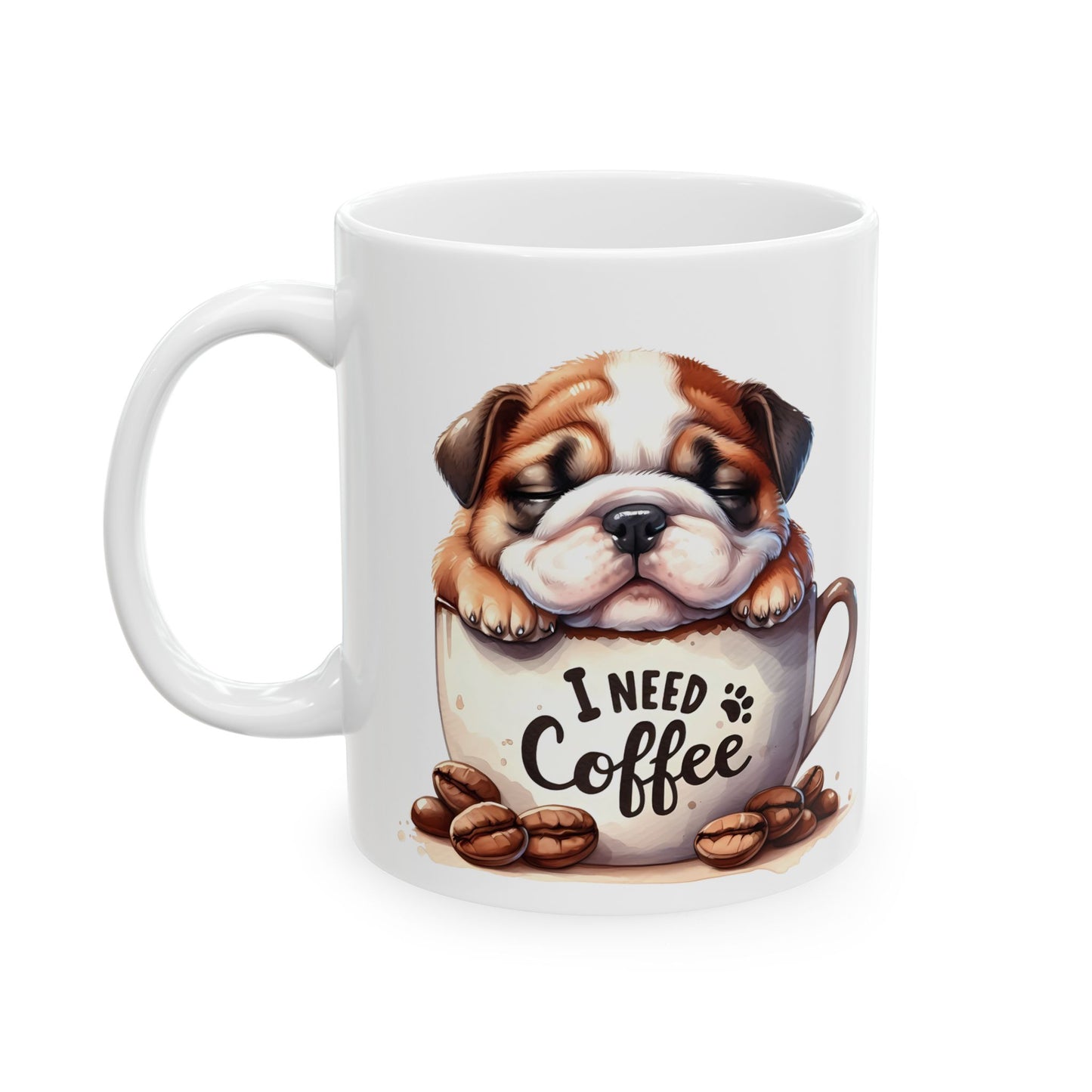 Personalized Bulldog Coffee Mug — Cute Puppy in Coffee Cup Ceramic Mug (11oz & 15oz)
