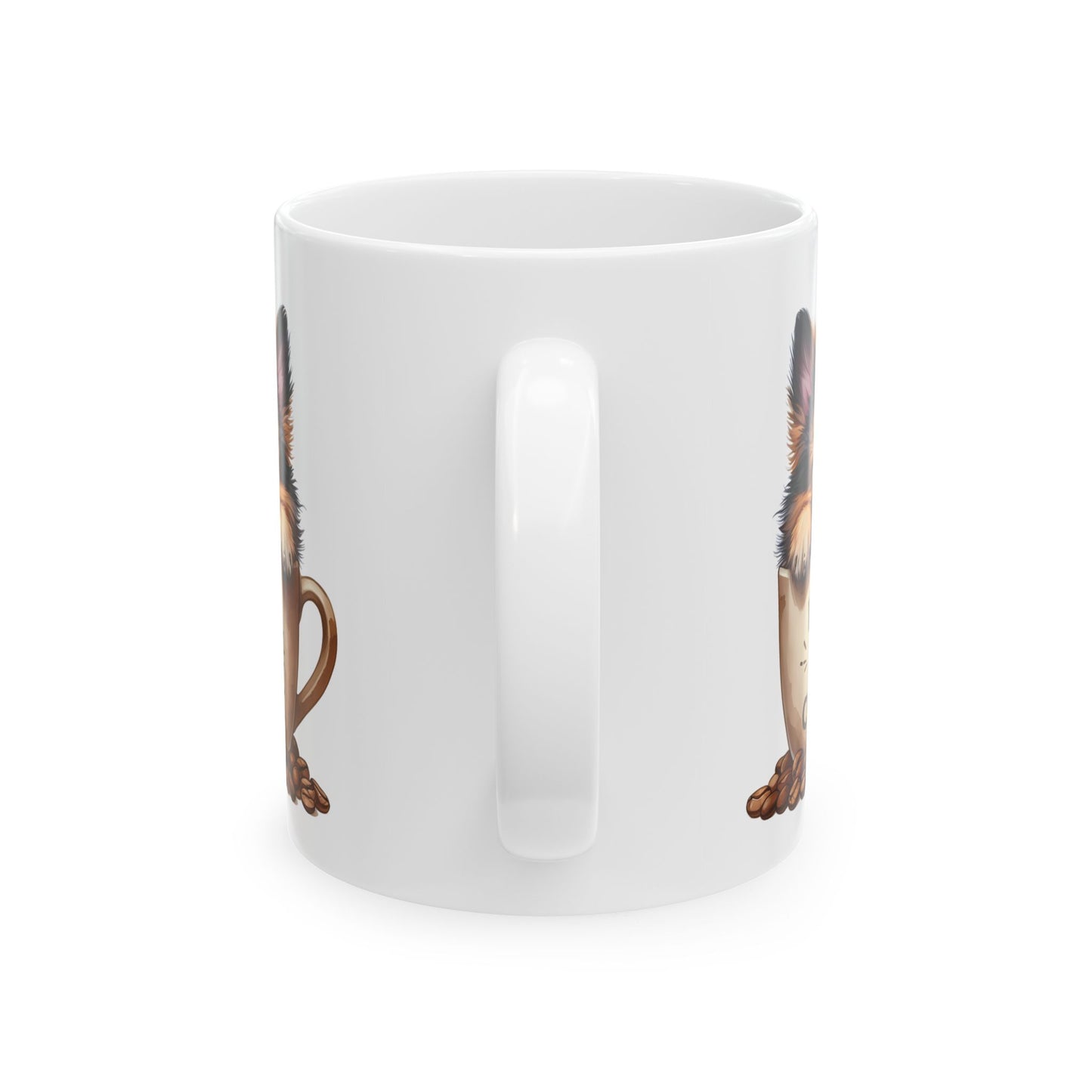 German Shepherd Coffee Lover Mug – Cute Dog Illustration Ceramic Mug (11oz, 15oz)