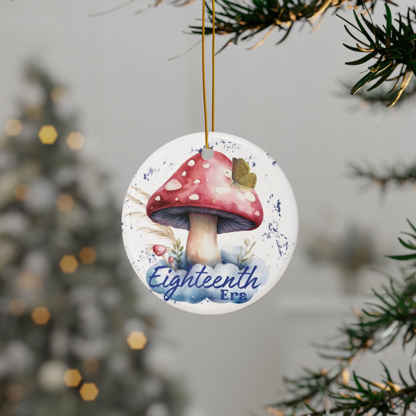 18 Era Ornament, 18th Chapter, Birthday Gift, 18th Birthday, Whimsical Mushroom Ceramic Ornaments, Two-Sided Print, Holiday Decor, Gift for Kids, Eighteenth Era Celebration, Home Decoration, [...]