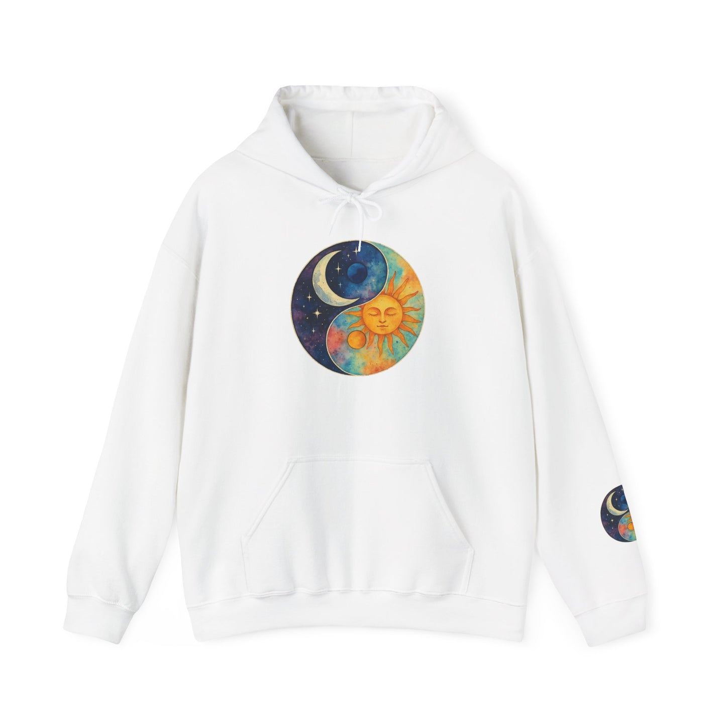 Sun and Moon Yin Yang Hoodie — Celestial Sun & Moon Graphic Sweatshirt