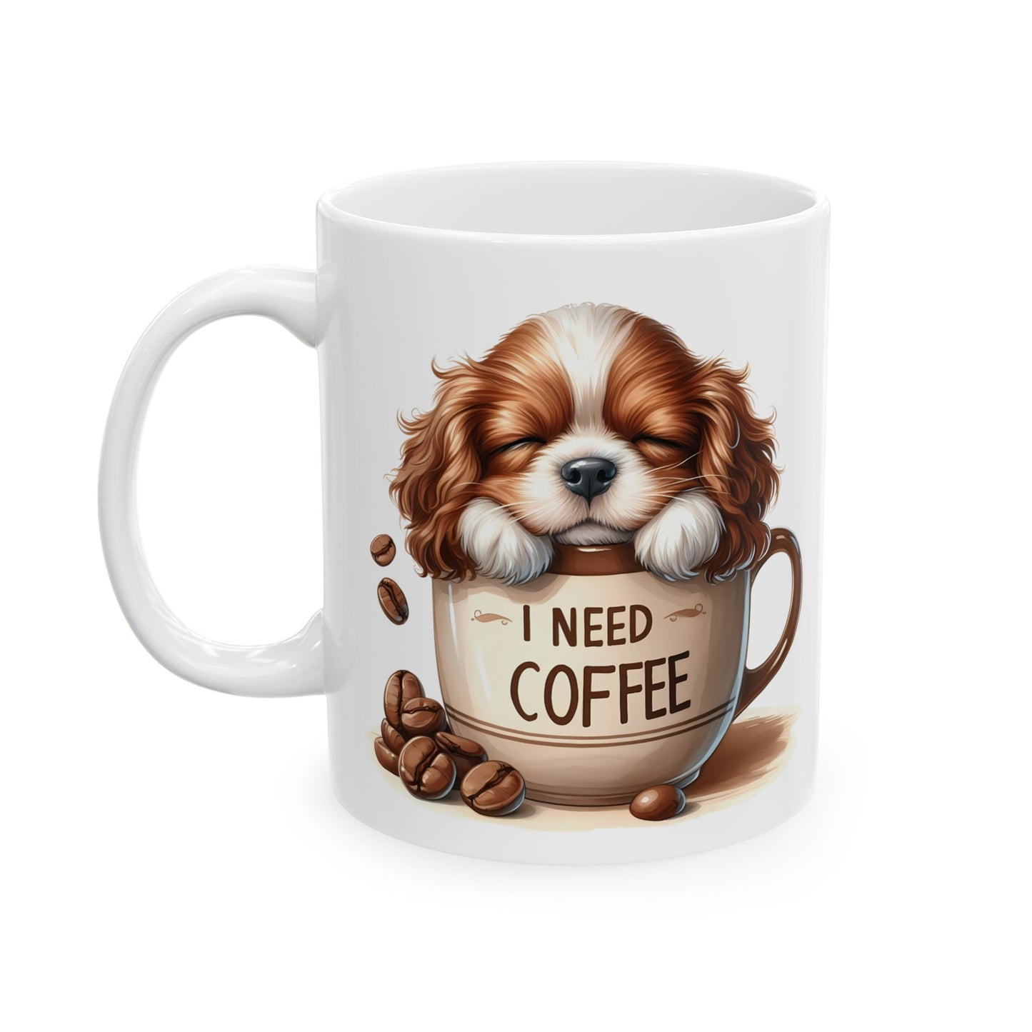 Personalized Coffee Lover Mug — Cute Coffee Bean & Cozy Cup Illustration (11oz, 15oz)