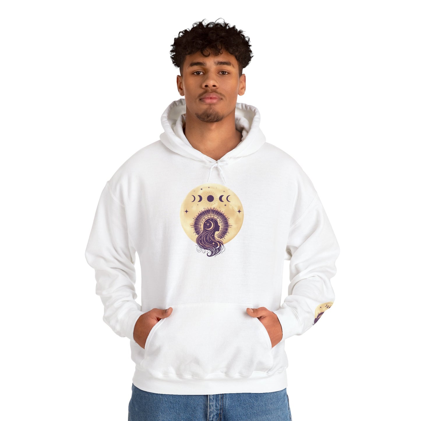 Moon Phases Mushroom Hoodie — Mystical Celestial Nature Graphic Hoodie
