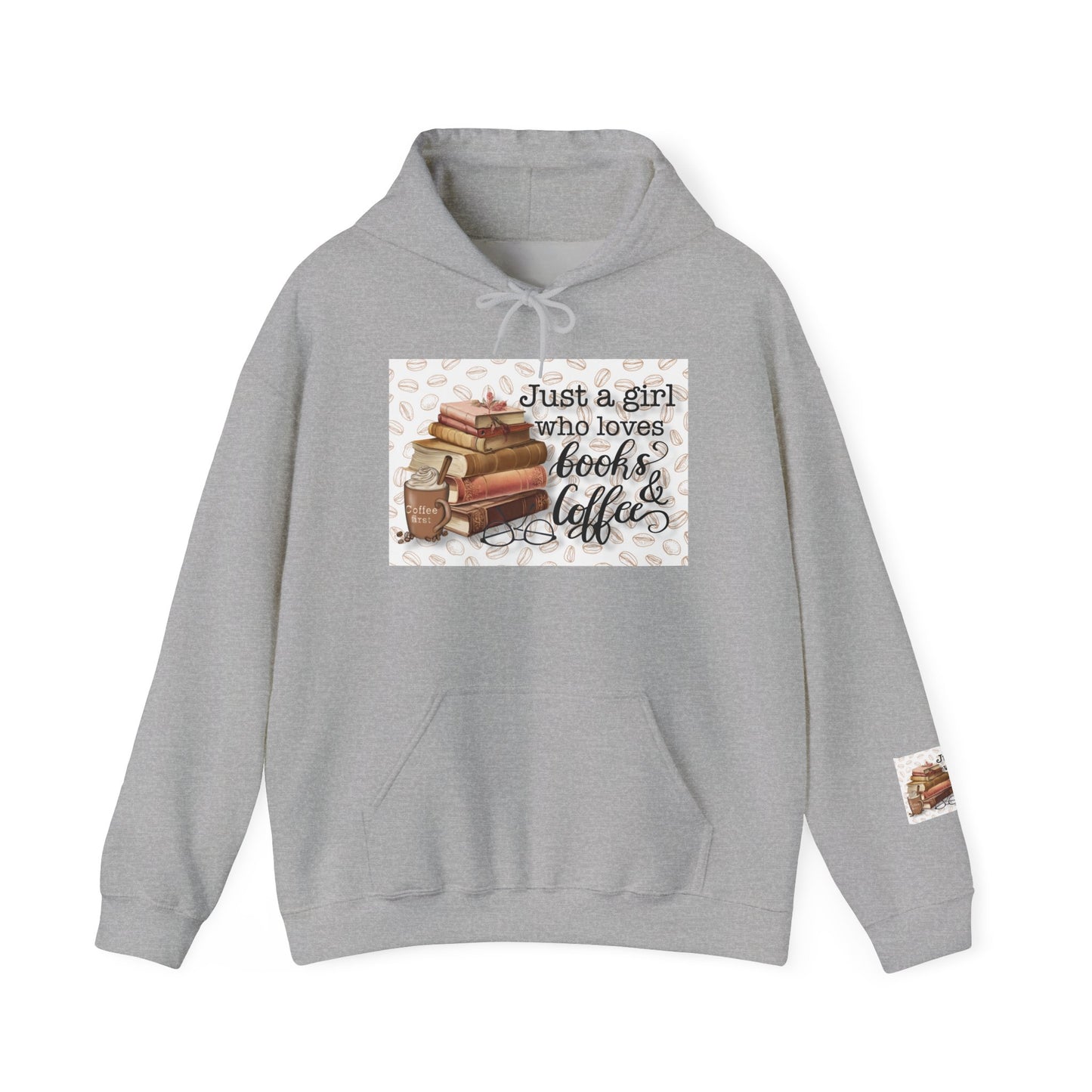 Book Lover Hoodie — "Just a girl who loves books & coffee" Cozy Pullover for Readers