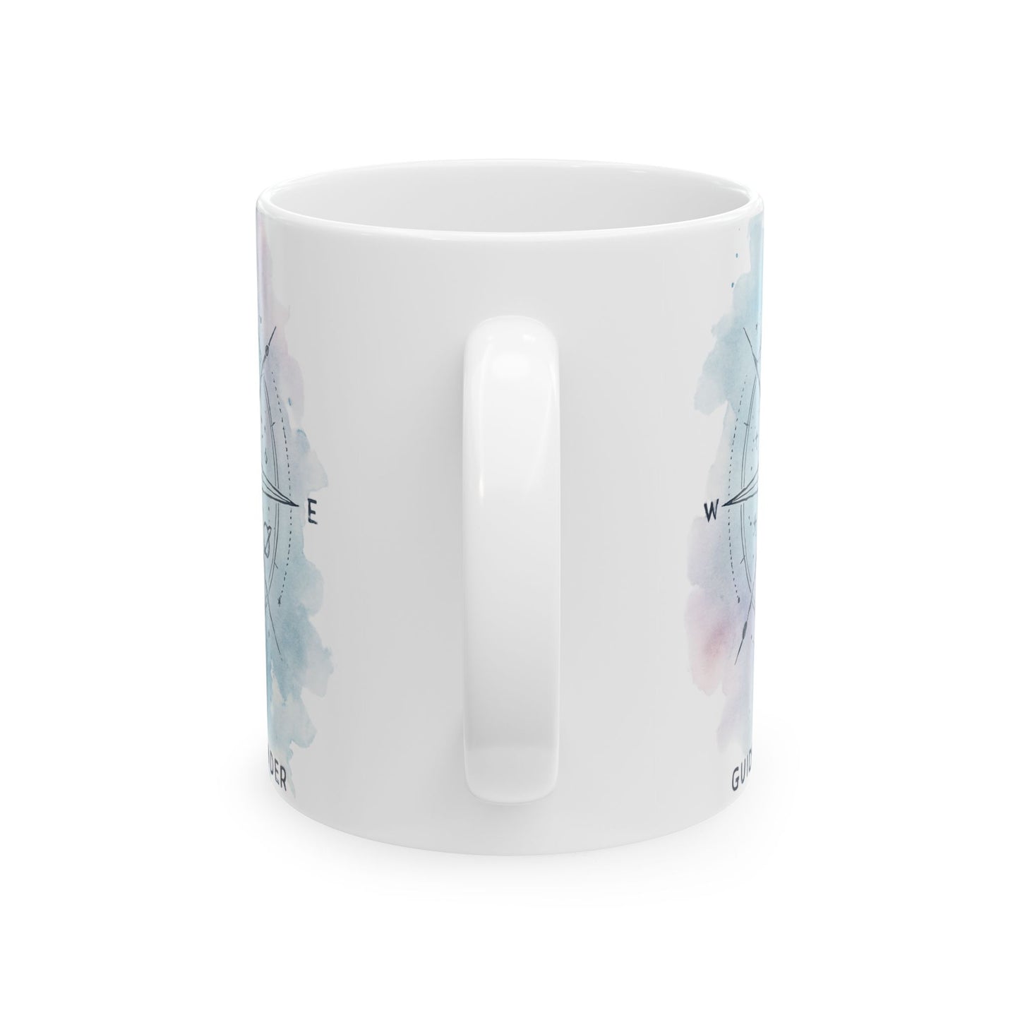 Compass Watercolor Ceramic Mug – 'Wander' Travel-Inspired Coffee Cup (11oz, 15oz)