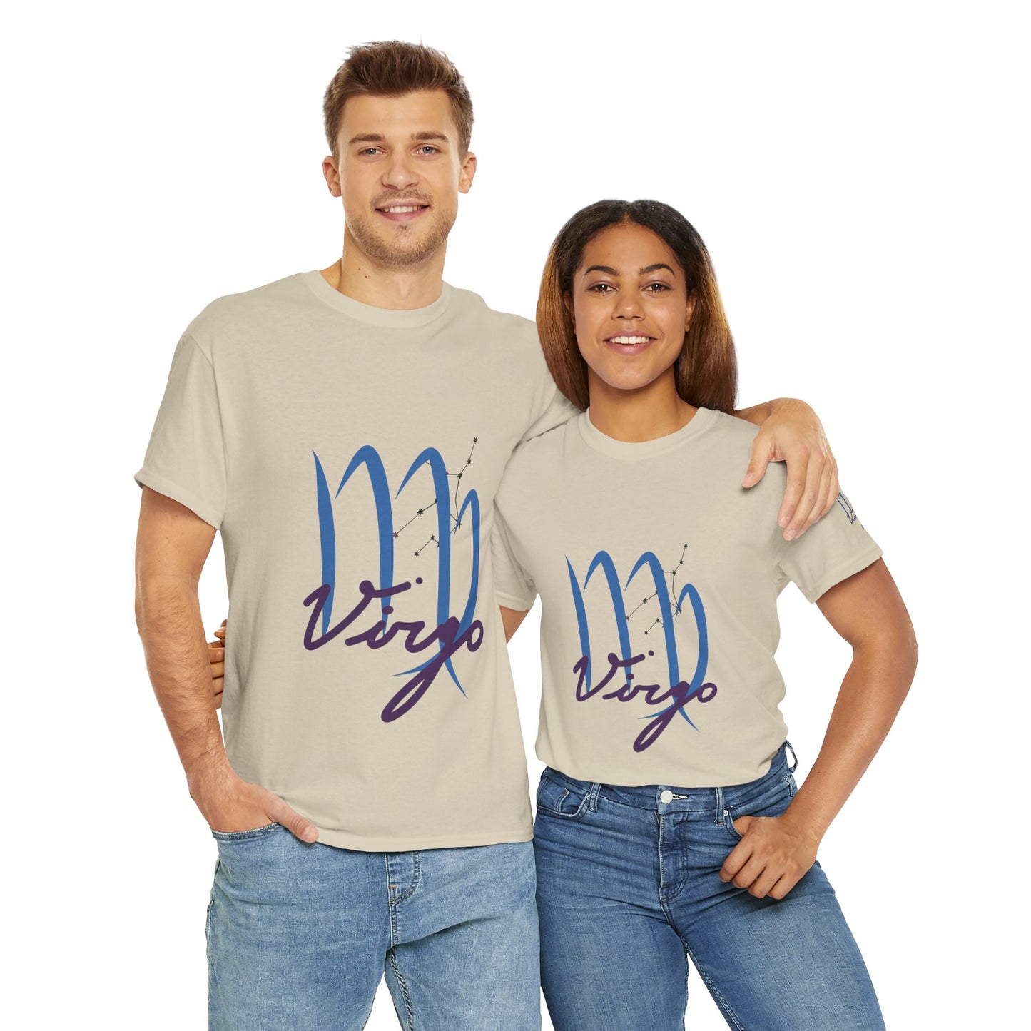 Virgo Zodiac T-Shirt – Elegant Blue Virgo Script Tee