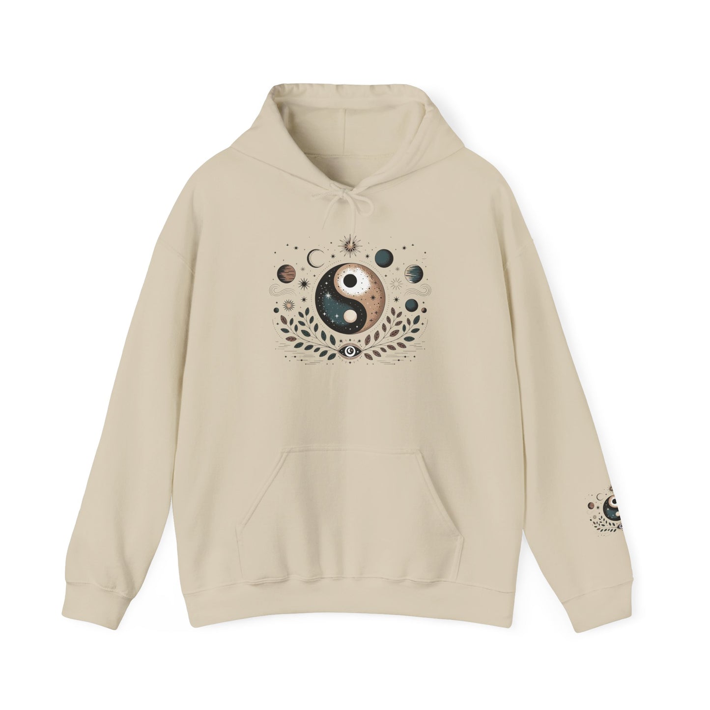 Yin Yang Moon Phases Hoodie — Celestial Balance Spiritual Sweatshirt