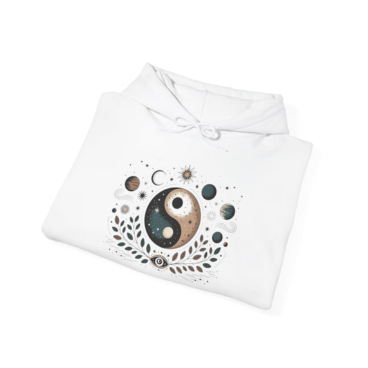 Yin Yang Moon Phases Hoodie — Celestial Balance Spiritual Sweatshirt