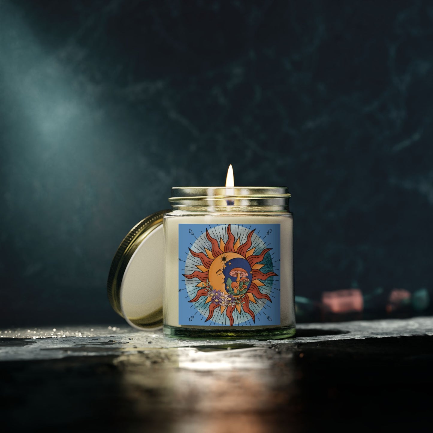 Celestial merch, Celestial Candle, Sunshine Scented Candles - Vibrant Coconut Apricot Wax, Relaxation, Gift, Home Decor, Yoga, Meditation