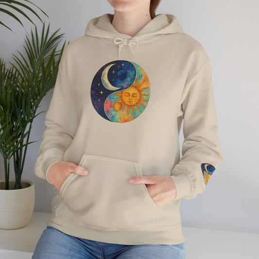 Sun and Moon Yin Yang Hoodie — Celestial Sun & Moon Graphic Sweatshirt