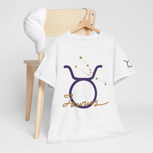 Taurus Zodiac T‑Shirt – Gold Script Constellation Tee