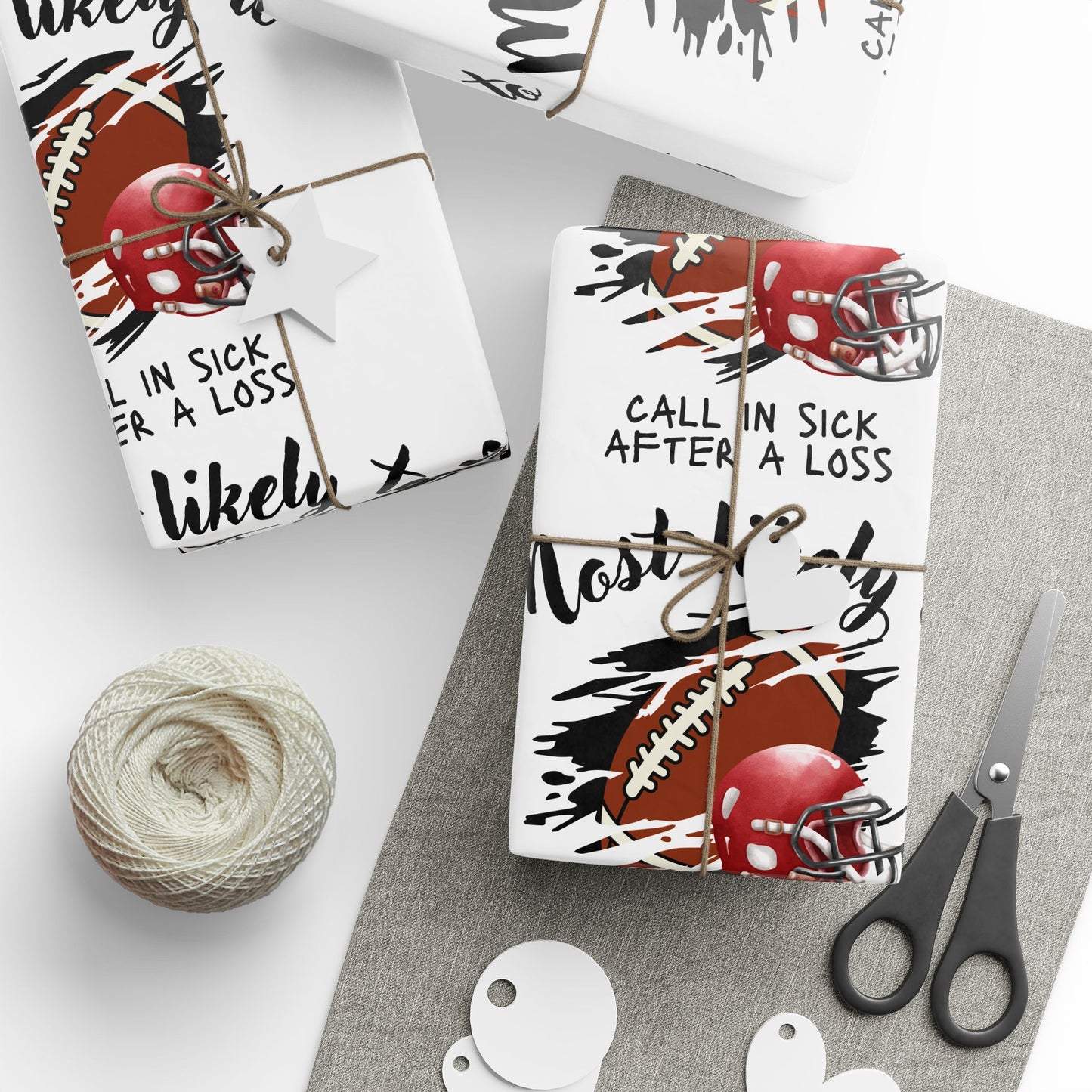 Football Wrapping Paper, Football Fan Wrap, Gift Wrap for Him, Most Likely To Wrap It Up - Fun Gift Wrapping Papers for Parties, Holidays, Birthdays, Celebrations, Creative Packaging