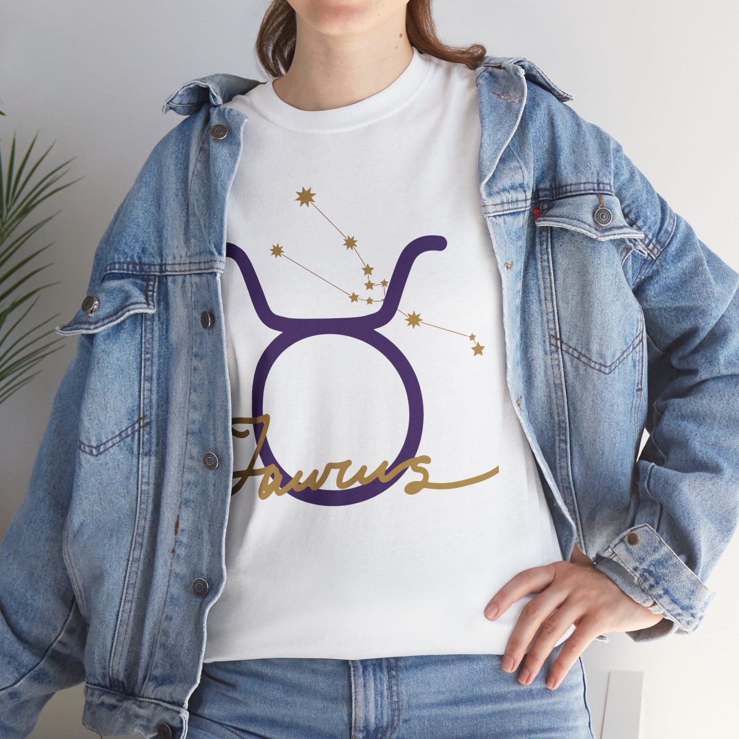 Taurus Zodiac T‑Shirt – Gold Script Constellation Tee