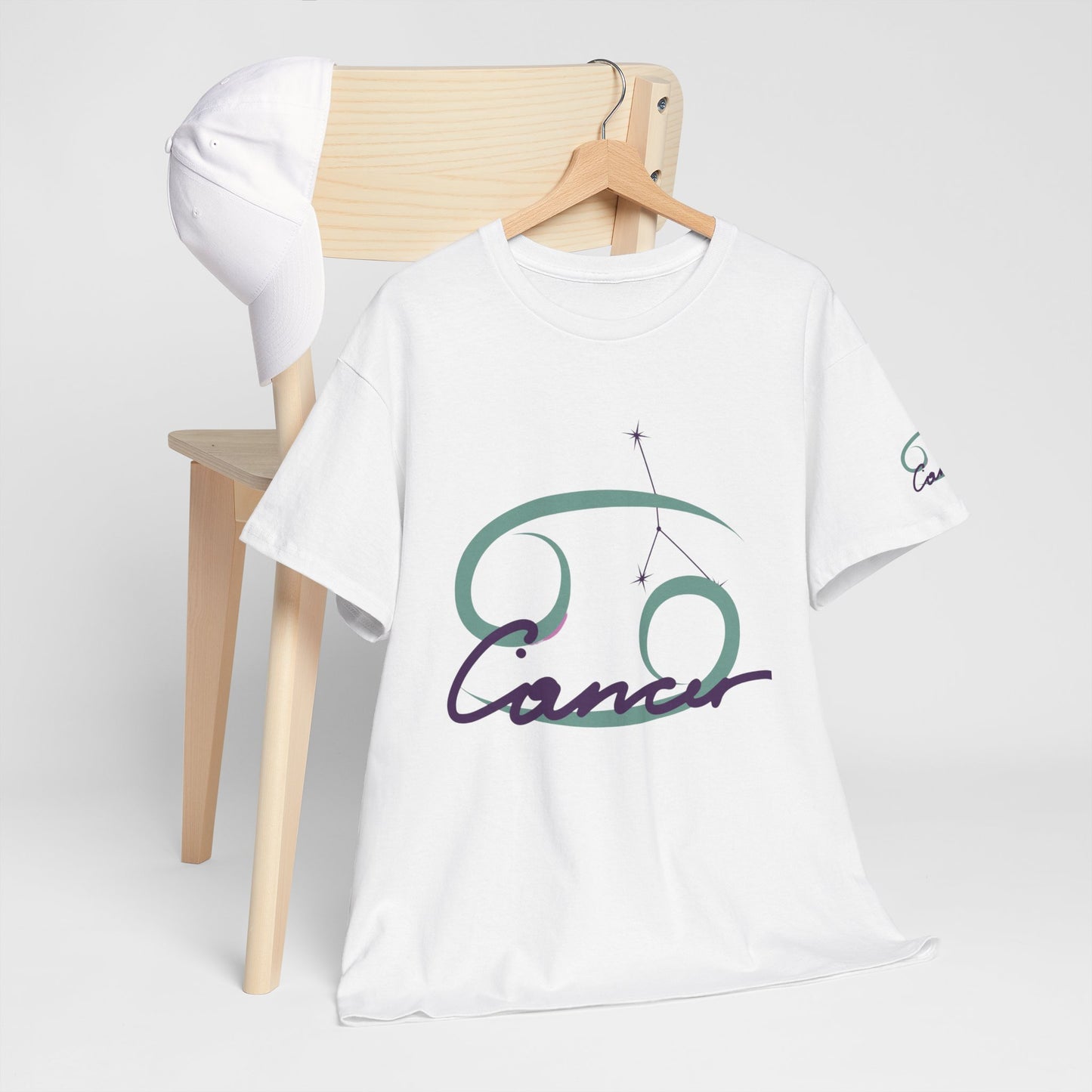 Cancer Zodiac T‑Shirt — Minimal Constellation & Script Design