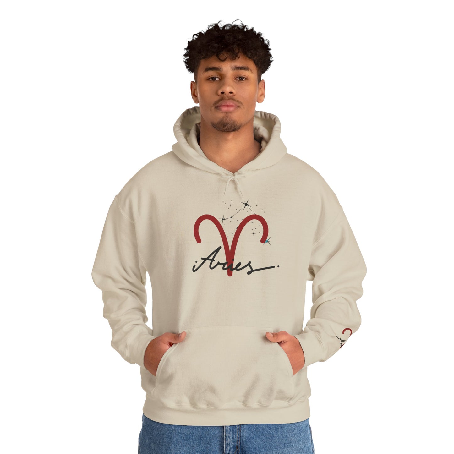 Aries Zodiac Hoodie — Minimal Script Aries Symbol Hoodie