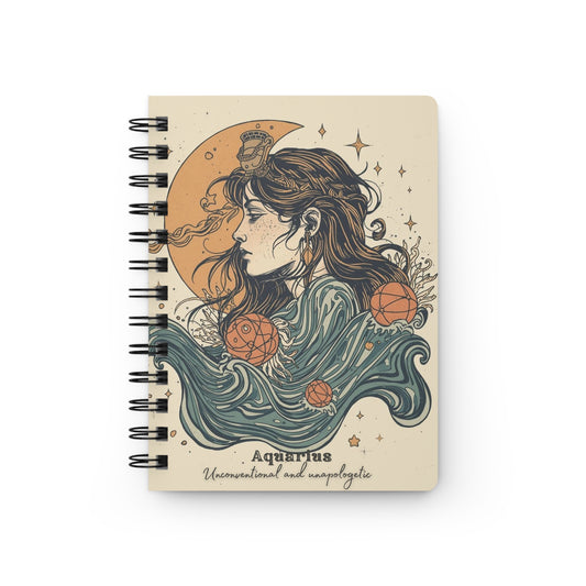Aquarius Spiral Bound Journal - Celestial Zodiac Notepad for Astrology Lovers