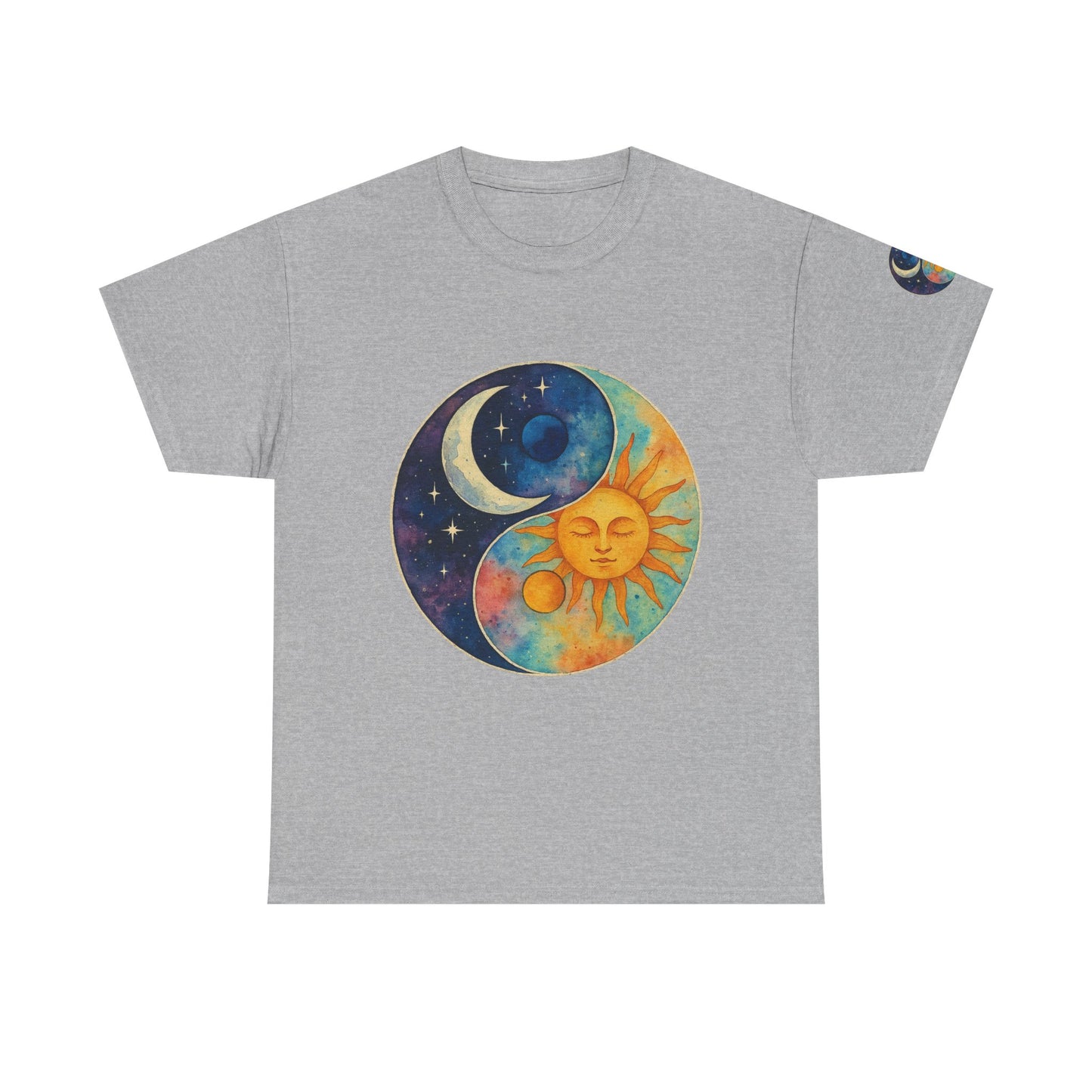 Sun & Moon Yin Yang T‑Shirt — Celestial Vintage Sunface and Crescent Moon Tee