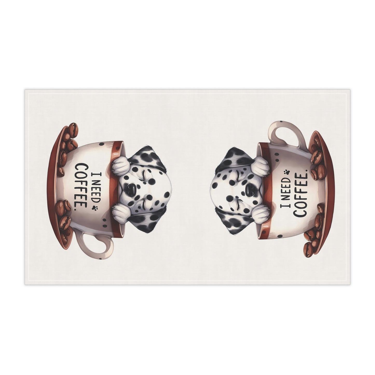 Cute Dog Coffee Tea Towels, Dalmatian Puppy Tea Towel
