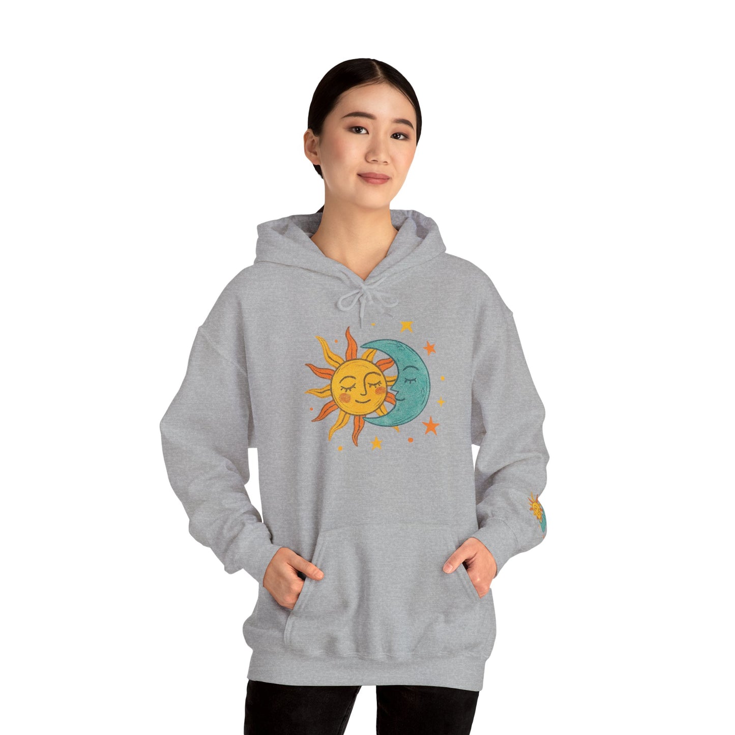 Sun and Moon Hoodie — Celestial Sun & Crescent Moon Graphic Sweatshirt