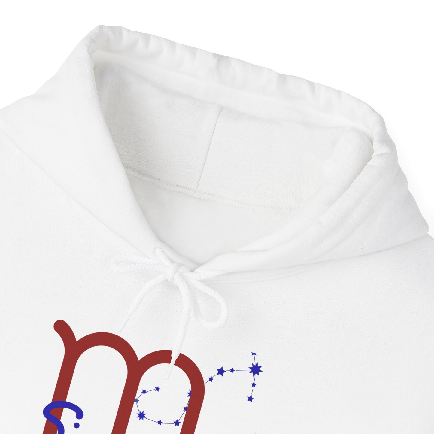Scorpio Zodiac Hoodie — Minimal Red & Blue Scorpio Symbol Sweatshirt