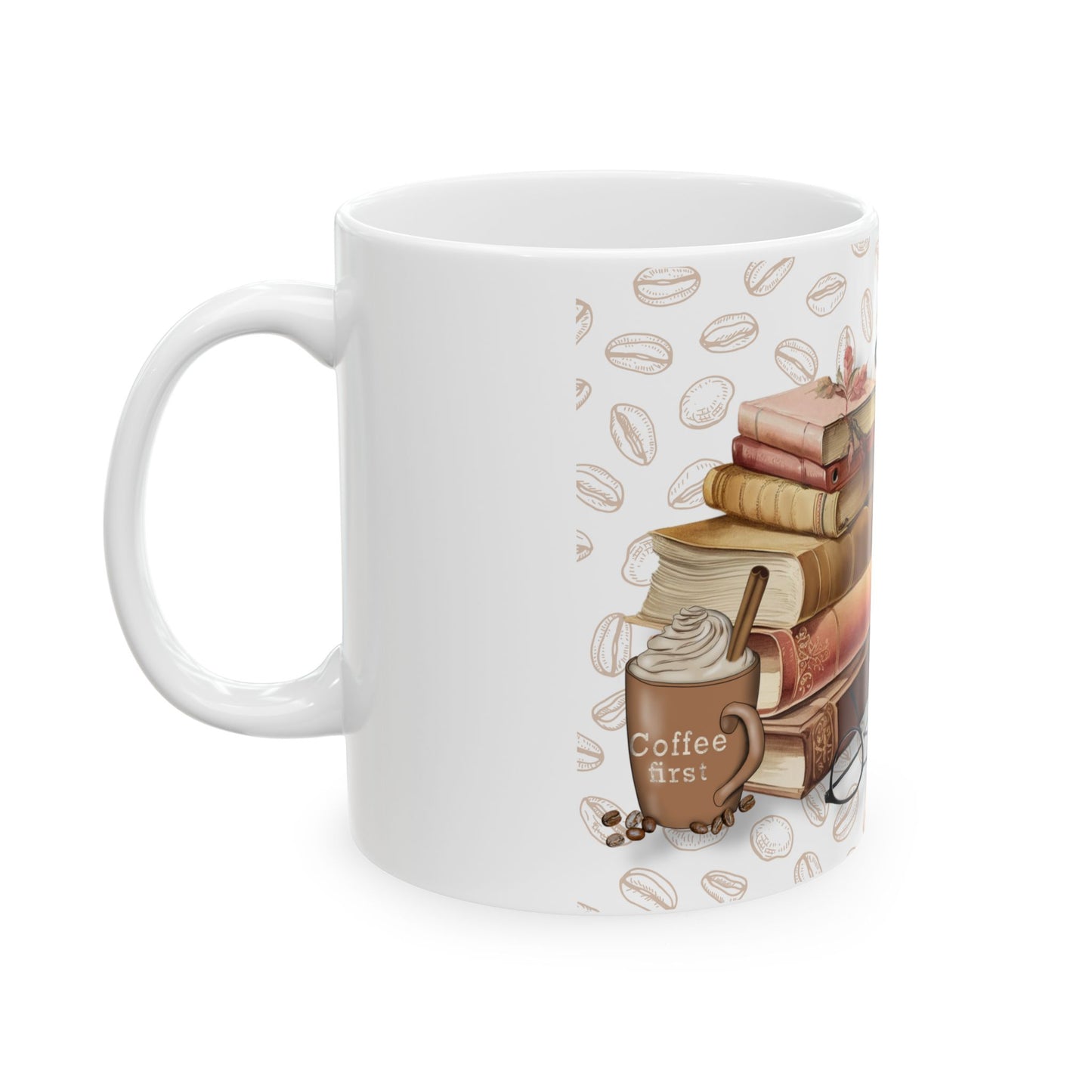 Book Lover Coffee Mug — "Just a girl who loves books & coffee" Ceramic Mug (11oz, 15oz)